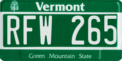 VT license plate RFW265
