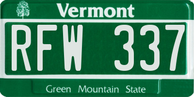 VT license plate RFW337