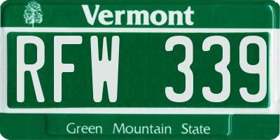 VT license plate RFW339
