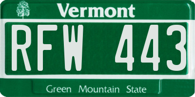 VT license plate RFW443