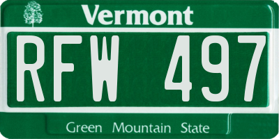 VT license plate RFW497