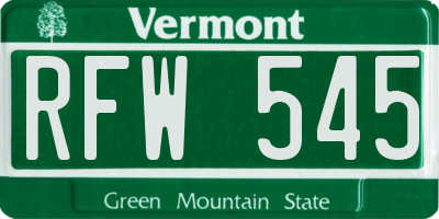 VT license plate RFW545