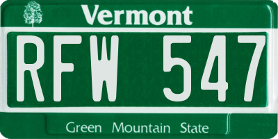 VT license plate RFW547
