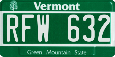 VT license plate RFW632