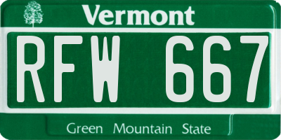 VT license plate RFW667