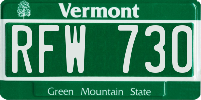 VT license plate RFW730