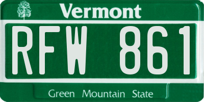 VT license plate RFW861