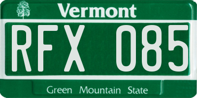 VT license plate RFX085