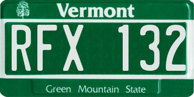 VT license plate RFX132