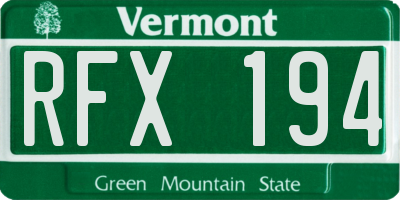 VT license plate RFX194