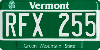 VT license plate RFX255