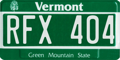 VT license plate RFX404