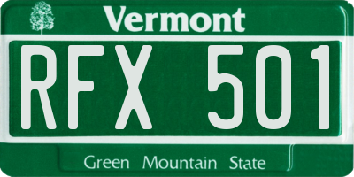 VT license plate RFX501