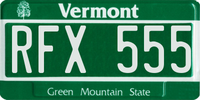 VT license plate RFX555
