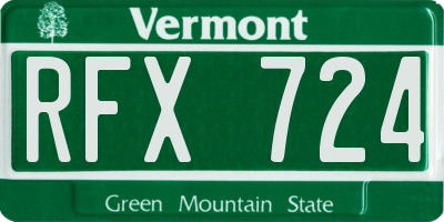 VT license plate RFX724