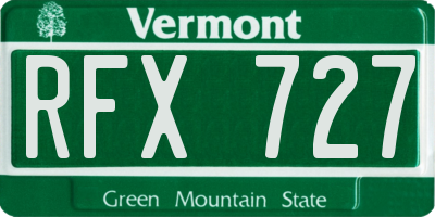 VT license plate RFX727
