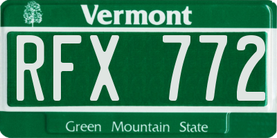 VT license plate RFX772