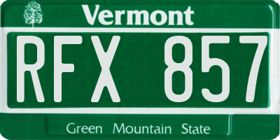 VT license plate RFX857