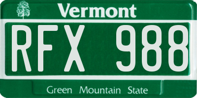 VT license plate RFX988