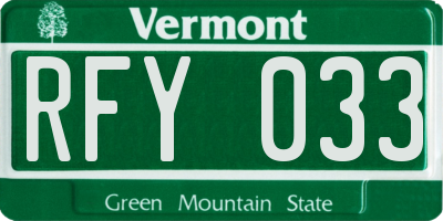 VT license plate RFY033