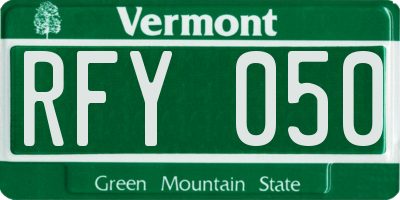 VT license plate RFY050