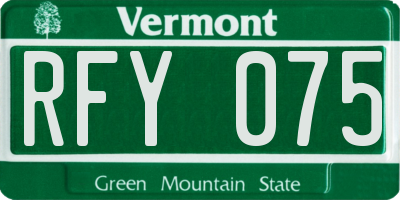 VT license plate RFY075