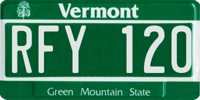 VT license plate RFY120