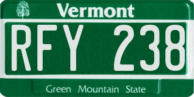 VT license plate RFY238