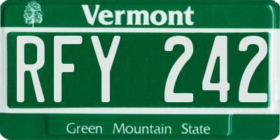 VT license plate RFY242