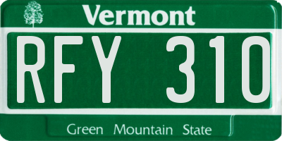 VT license plate RFY310
