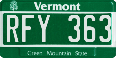 VT license plate RFY363