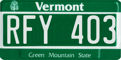 VT license plate RFY403