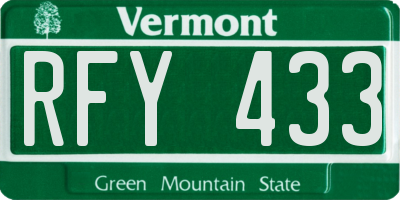 VT license plate RFY433
