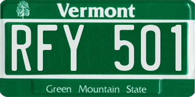 VT license plate RFY501