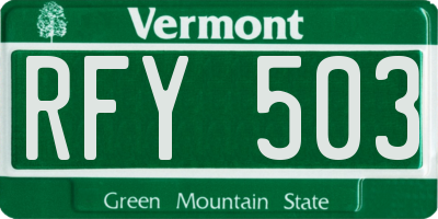 VT license plate RFY503