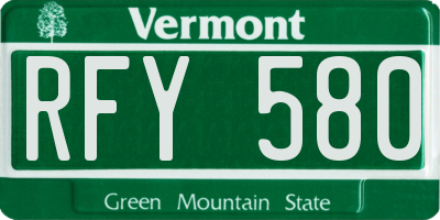VT license plate RFY580