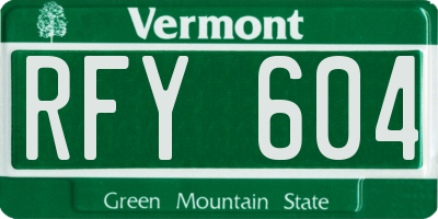 VT license plate RFY604