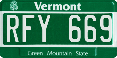 VT license plate RFY669
