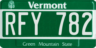 VT license plate RFY782