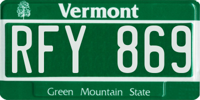 VT license plate RFY869