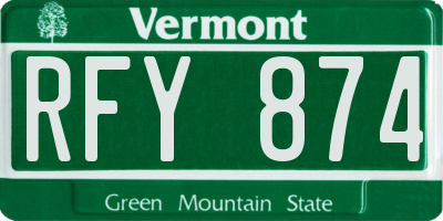 VT license plate RFY874