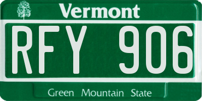 VT license plate RFY906