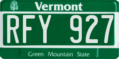 VT license plate RFY927