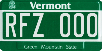 VT license plate RFZ000