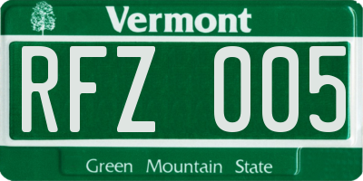 VT license plate RFZ005
