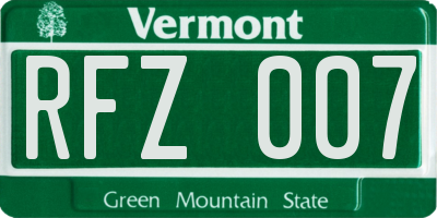 VT license plate RFZ007
