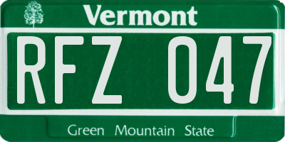 VT license plate RFZ047