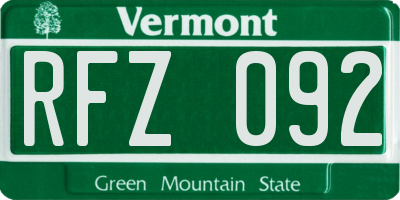 VT license plate RFZ092