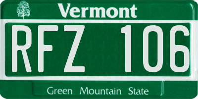 VT license plate RFZ106