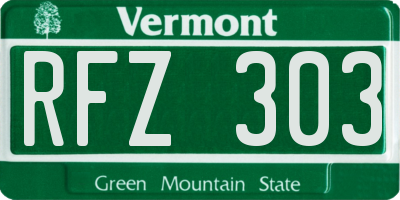 VT license plate RFZ303